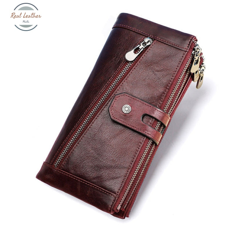 Genuine Leather Multi-Functional Clutch Wallet Red