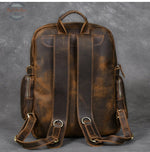 Genuine Leather Multi-Pocket Travel Backpack