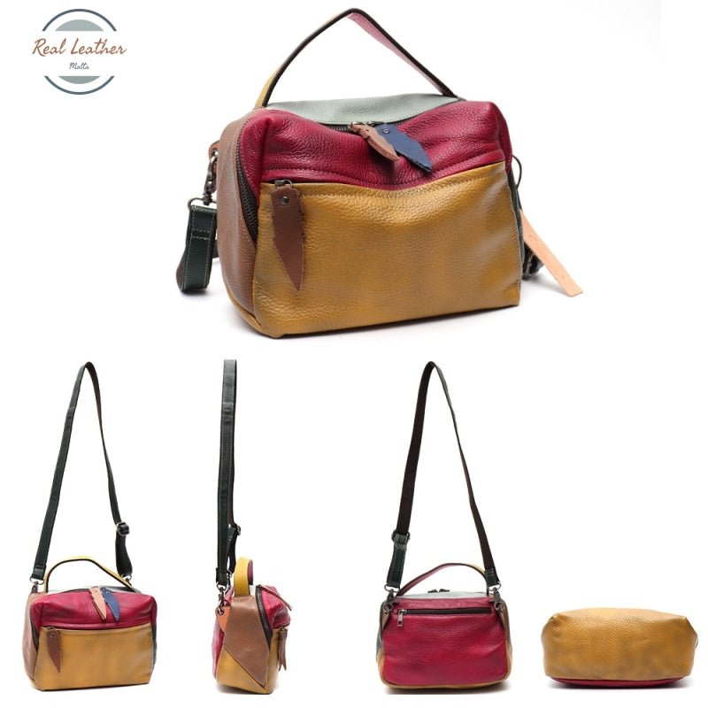 Genuine Leather Multicolor Ladies Top-Handle Shoulder Bag