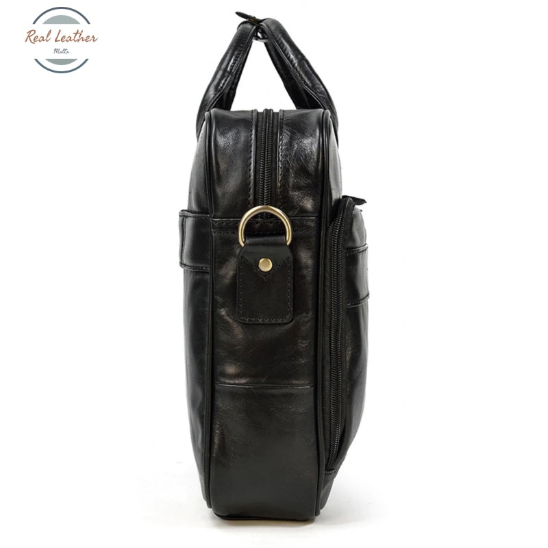 Genuine Leather Oil Wax 15 Inch Business Briefcase