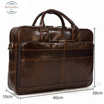 Genuine Leather Oil Wax 15 Inch Business Briefcase