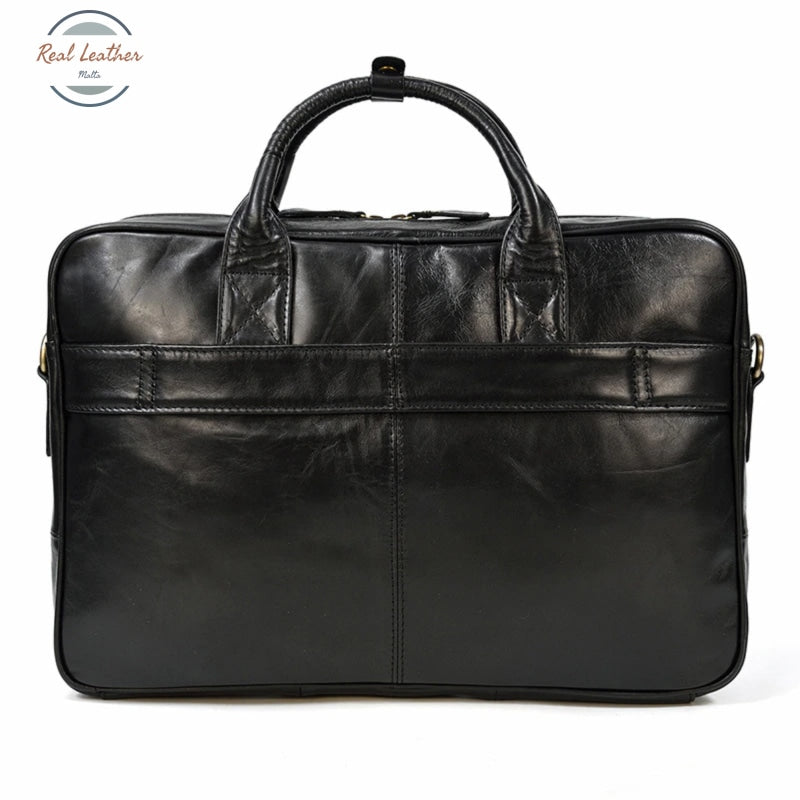 Genuine Leather Oil Wax 15 Inch Business Briefcase