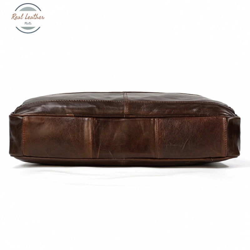 Genuine Leather Oil Wax 15 Inch Business Briefcase