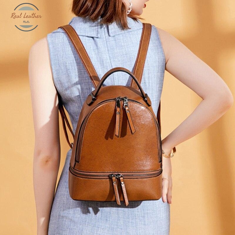 Genuine Leather Oil Wax Backpack Backpacks