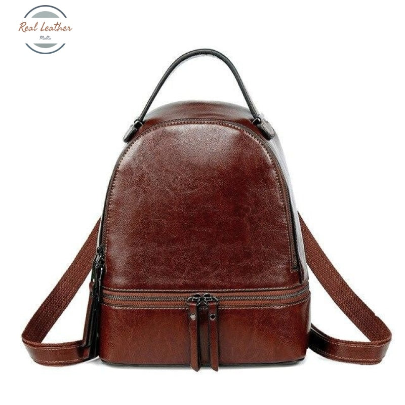 Genuine Leather Oil Wax Backpack Coffee Backpacks