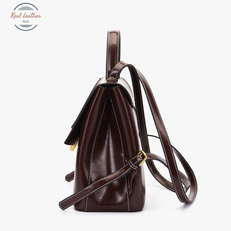 Genuine Leather Oil Wax Minimalist Backpack Backpacks