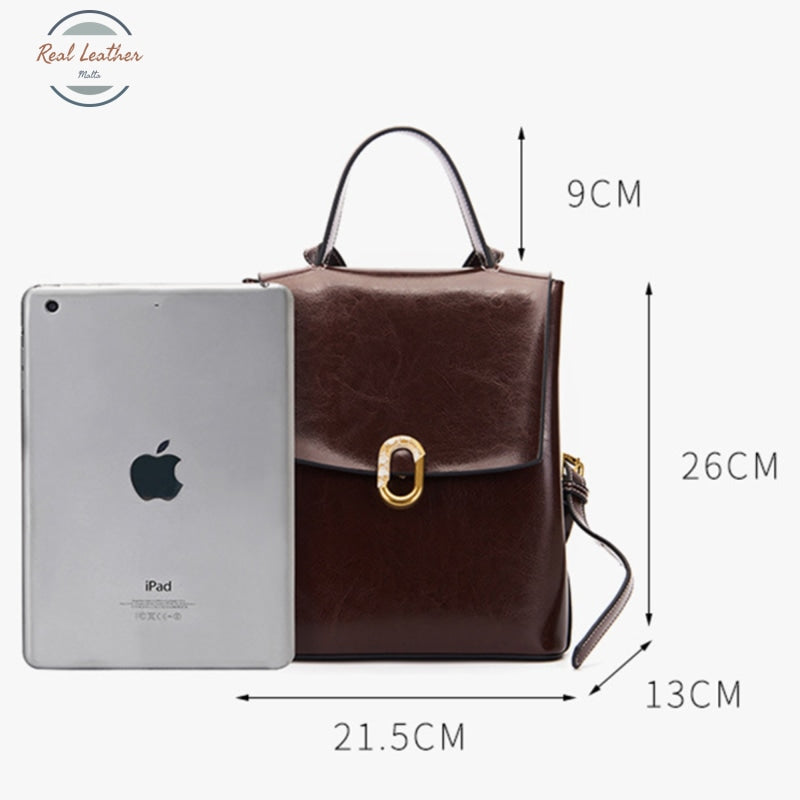 Genuine Leather Oil Wax Minimalist Backpack Backpacks