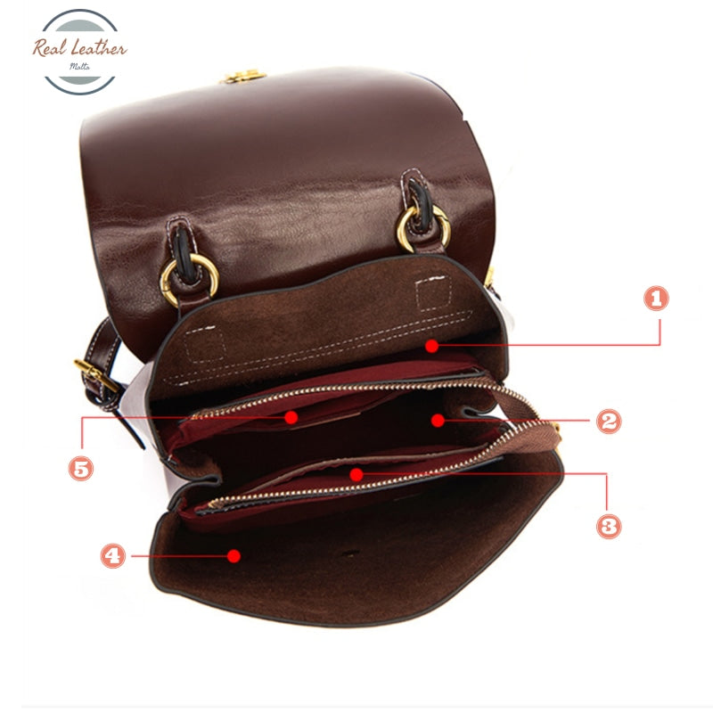 Genuine Leather Oil Wax Minimalist Backpack Backpacks