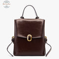 Genuine Leather Oil Wax Minimalist Backpack Coffee Backpacks