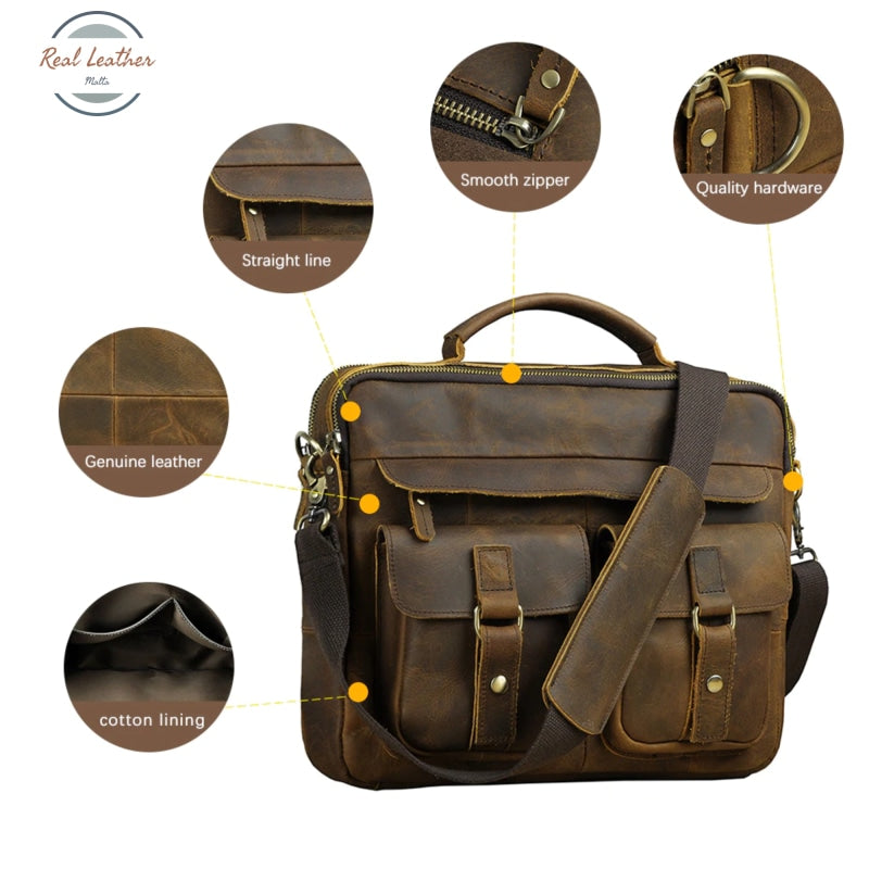 Genuine Leather Old Fashion Messenger Bag Bags
