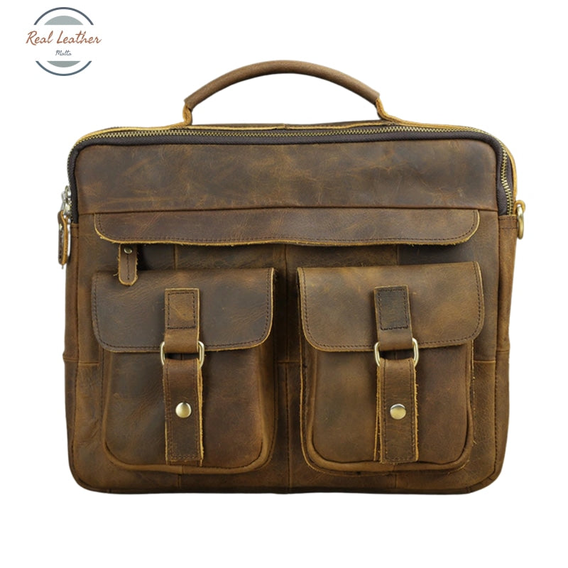Genuine Leather Old Fashion Messenger Bag Brown Bags
