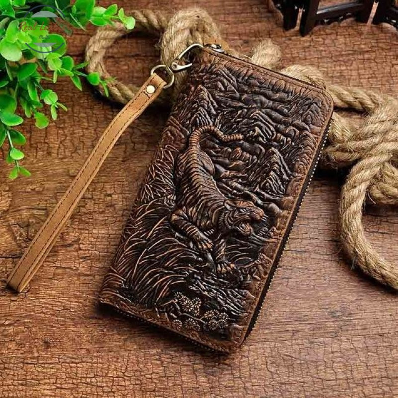 Genuine Leather Organizer / Wallet Brown Tiger Wallets