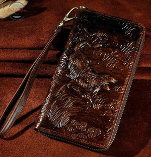 Genuine Leather Organizer / Wallet Coffee Tiger Wallets