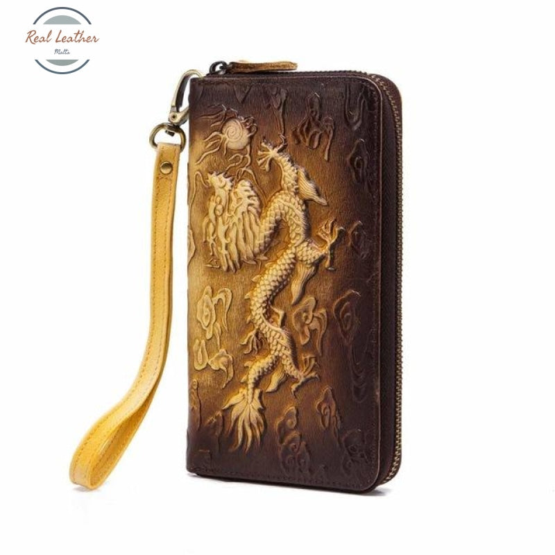 Genuine Leather Organizer / Wallet Dragon-Gold Wallets