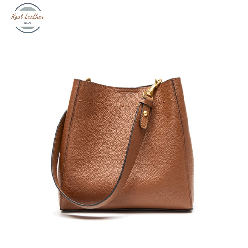 Genuine Leather Outdoor Tote Bag Brown