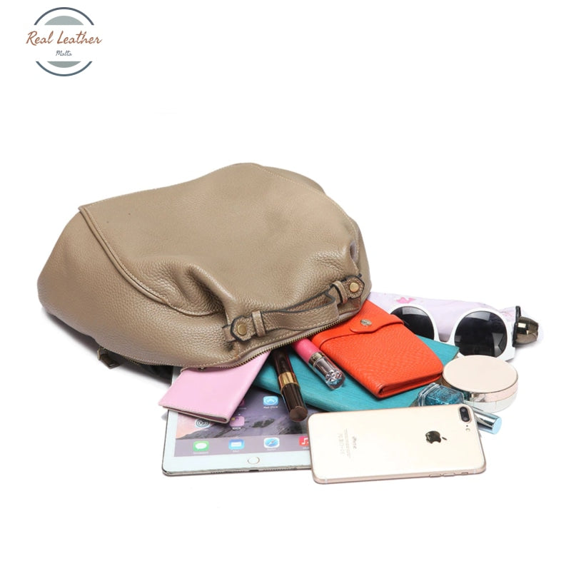 Genuine Leather Oval Shaped Casual Backpack Backpacks