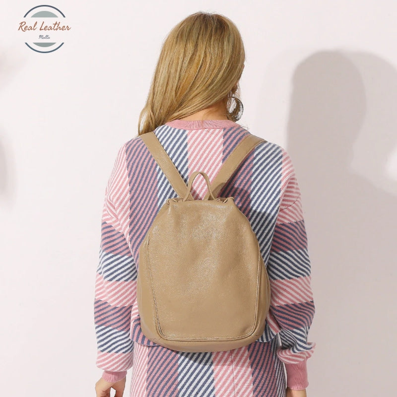Genuine Leather Oval Shaped Casual Backpack Backpacks