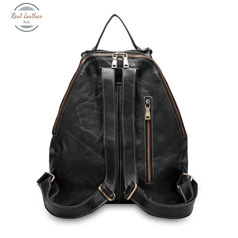 Genuine Leather Oval Shaped Casual Backpack Backpacks
