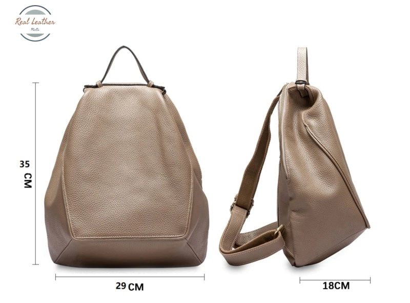 Genuine Leather Oval Shaped Casual Backpack Backpacks