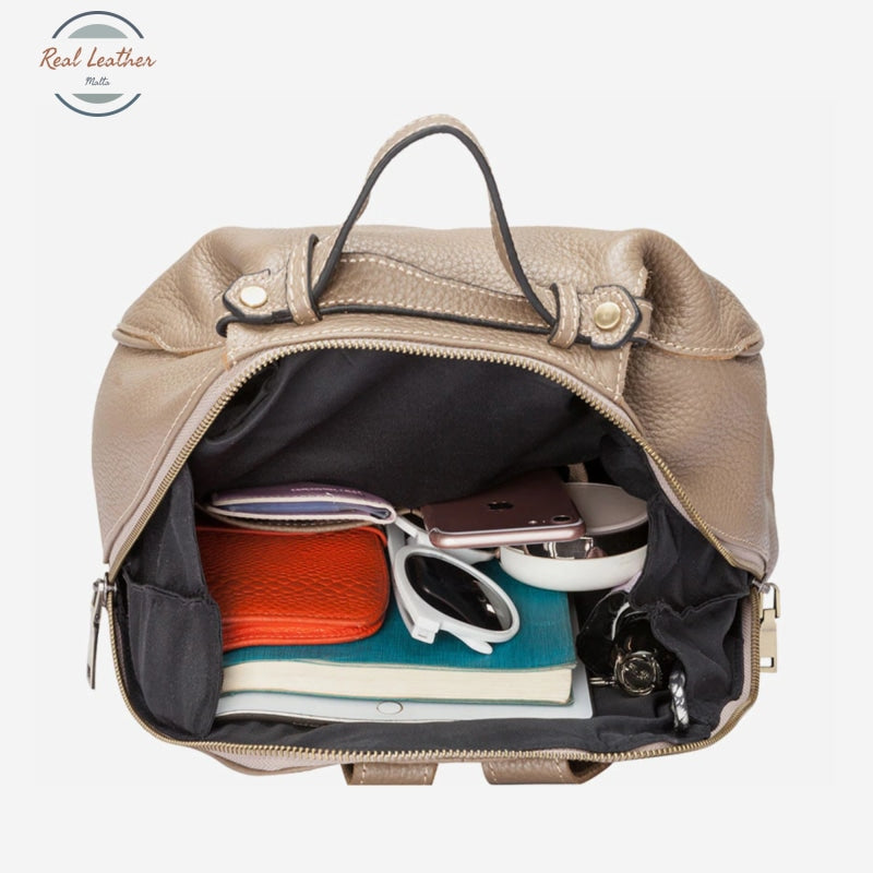 Genuine Leather Oval Shaped Casual Backpack Backpacks