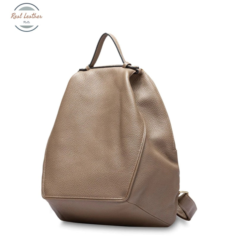 Genuine Leather Oval Shaped Casual Backpack Backpacks