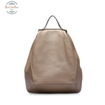 Genuine Leather Oval Shaped Casual Backpack Khaki Backpacks