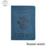 Genuine Leather Passport Cover For Russian Federation Blue
