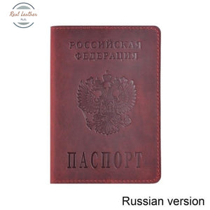 Genuine Leather Passport Cover For Russian Federation Red