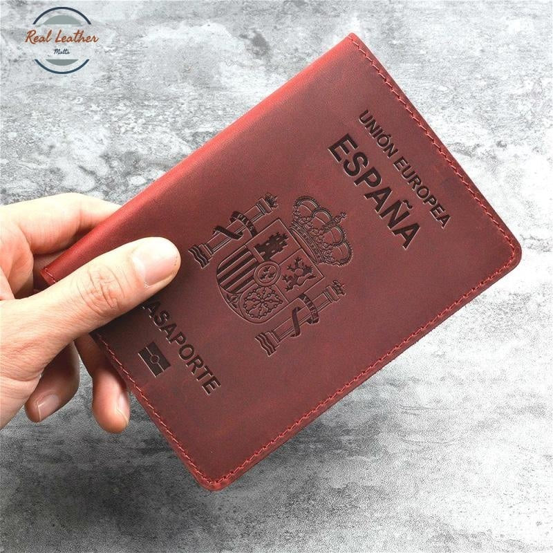 Genuine Leather Passport Cover For Spain