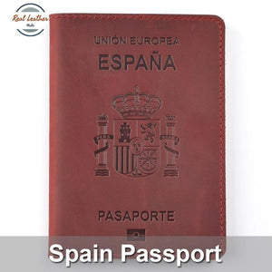 Genuine Leather Passport Cover For Spain