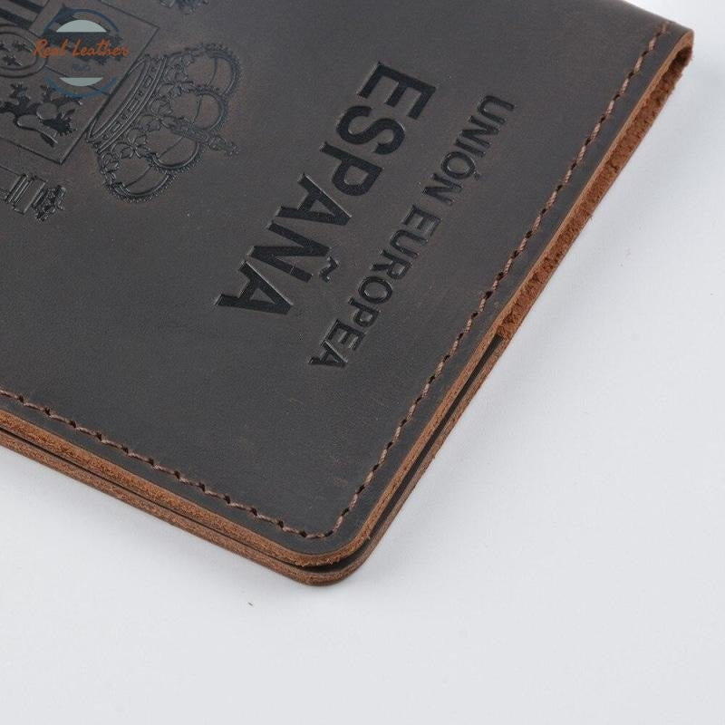 Genuine Leather Passport Cover For Spain