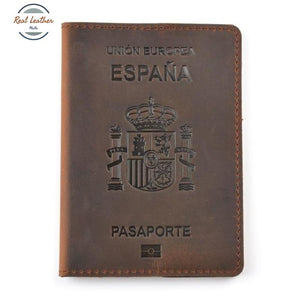 Genuine Leather Passport Cover For Spain