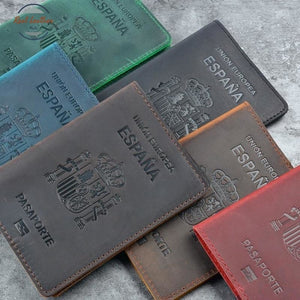 Genuine Leather Passport Cover For Spain