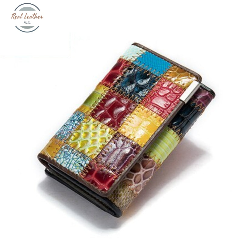 Genuine Leather Patchwork Ladies Wallet