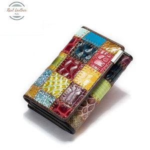 Genuine Leather Patchwork Ladies Wallet