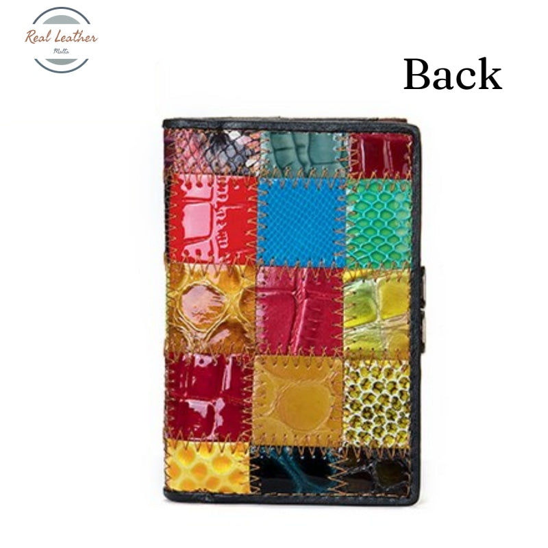 Genuine Leather Patchwork Ladies Wallet