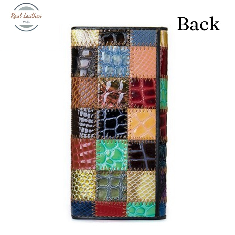 Genuine Leather Patchwork Ladies Wallet