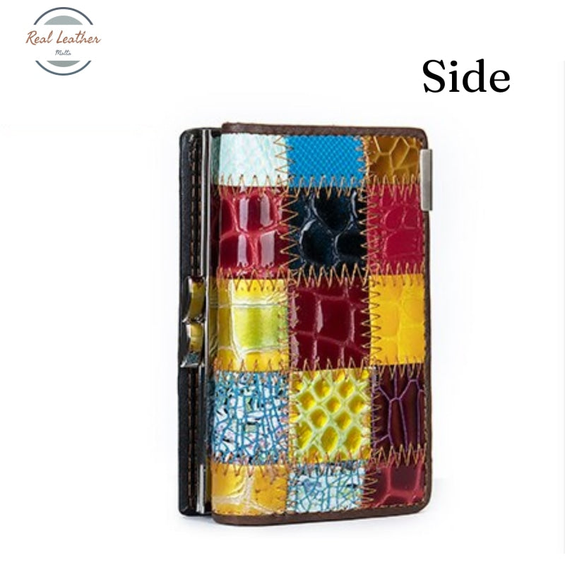 Genuine Leather Patchwork Ladies Wallet