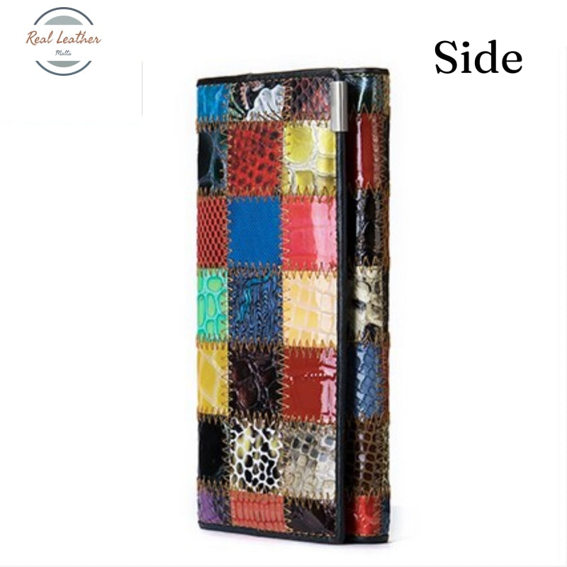 Genuine Leather Patchwork Ladies Wallet
