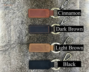 Genuine Leather Personalized Keychain Cinnamon Key