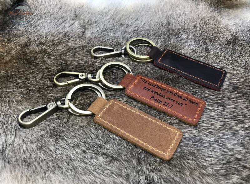 Genuine Leather Personalized Keychain Key