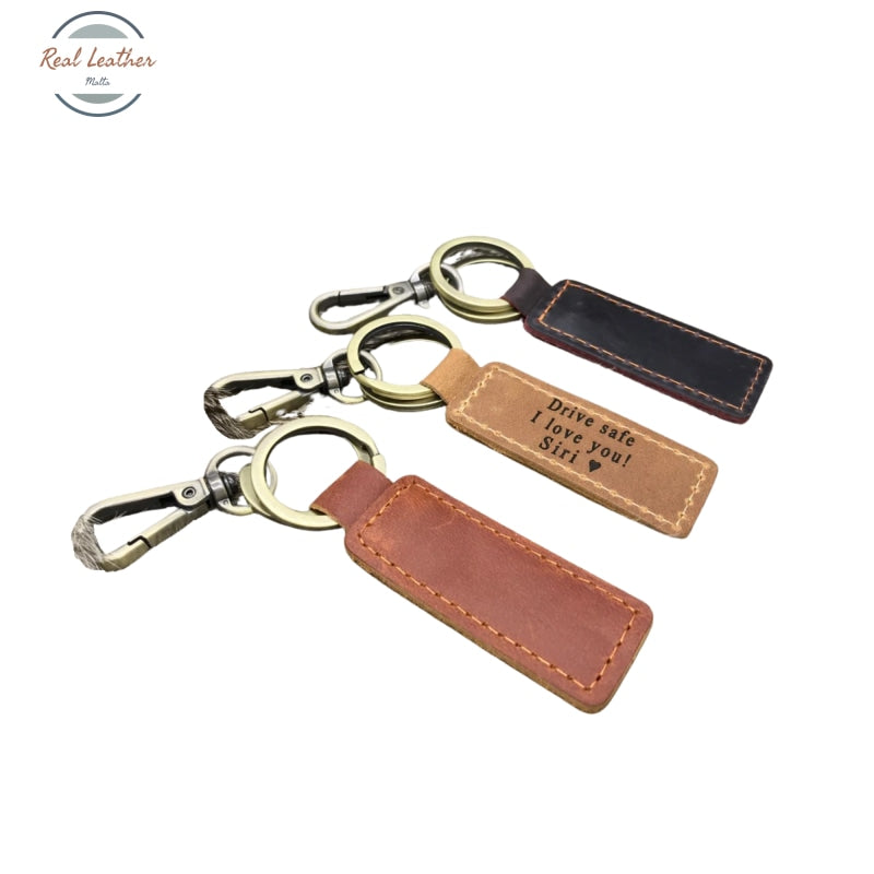 Genuine Leather Personalized Keychain Key