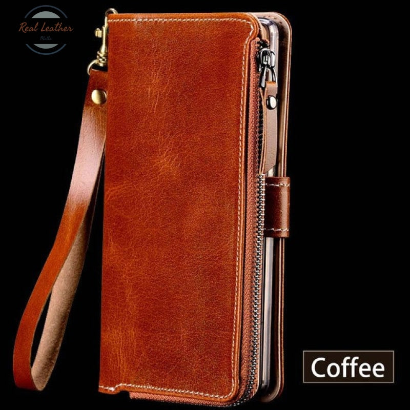 Genuine Leather Phone Case For Iphone For 11 Pro / Coffee