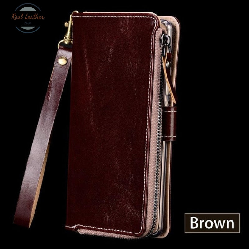 Genuine Leather Phone Case For Iphone For Se 3 2022 / Deep Brown