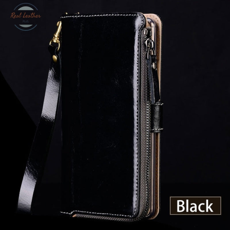 Genuine Leather Phone Case For Iphone For Iphone Xs Max / Black