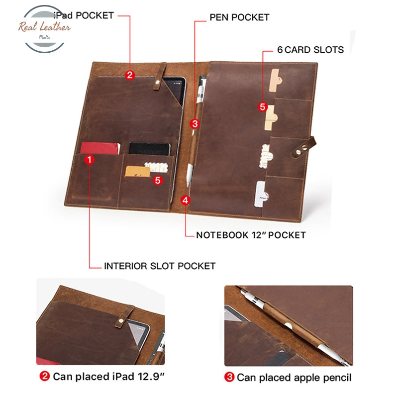 Genuine Leather Portfolio And Tablet Case