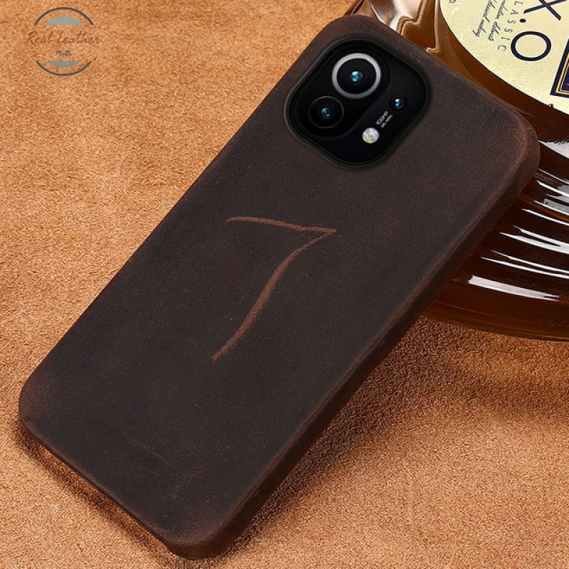 Genuine Leather Pull-Up Case For Xiaomi For Mi 11 Ultra / Brown Mobile Phone Cases
