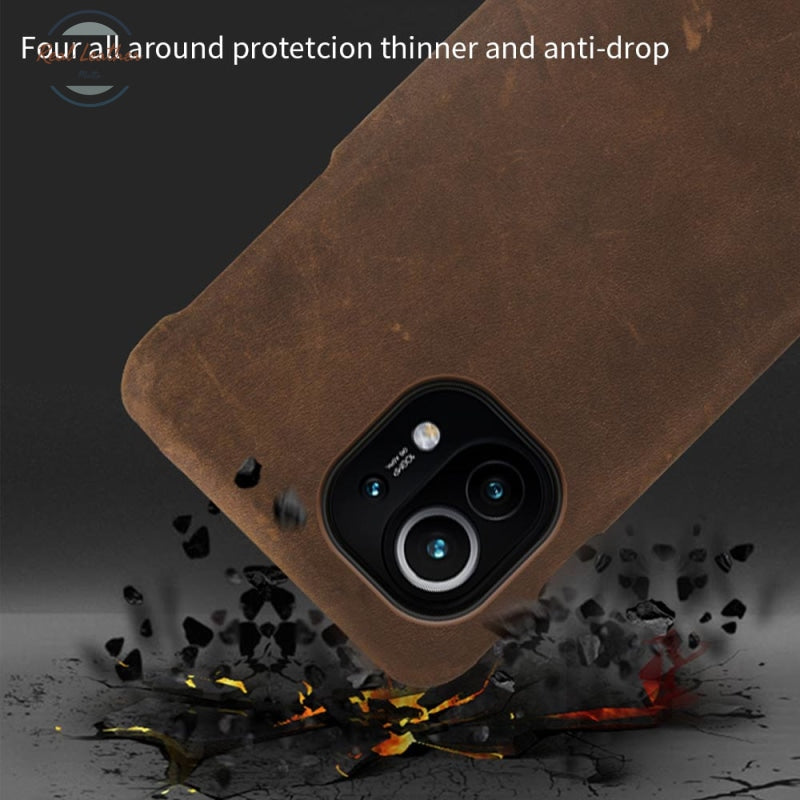 Genuine Leather Pull-Up Case For Xiaomi Mobile Phone Cases