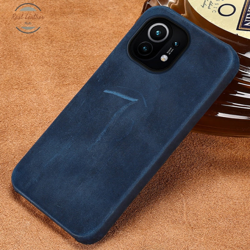 Genuine Leather Pull-Up Case For Xiaomi Note11 Pro (4G)(5G) / Blue Mobile Phone Cases
