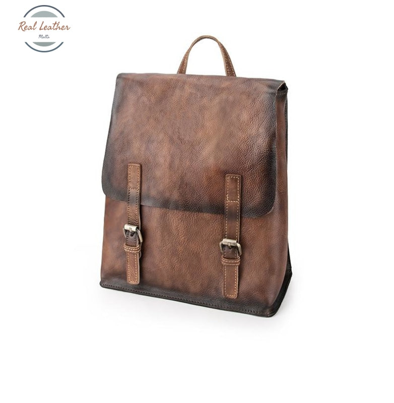 Johnature 2021 New Vintage Genuine Leather High Quality Men Backpack Travel Bag Large Capacity Solid